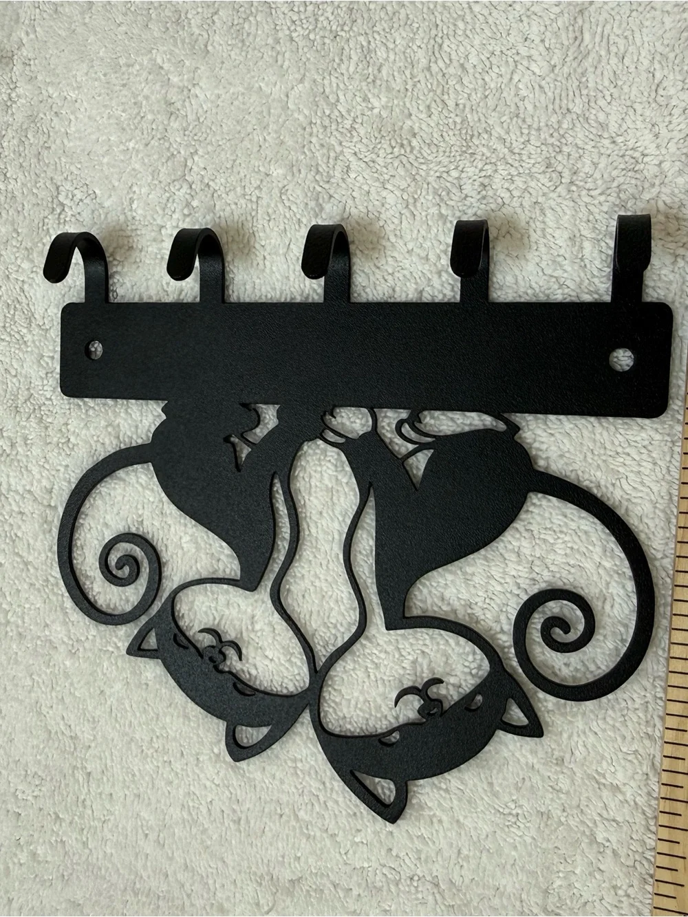 Black Cat Silhouette Wall Hook Rack - Decorative Home Wall Decor Hooks